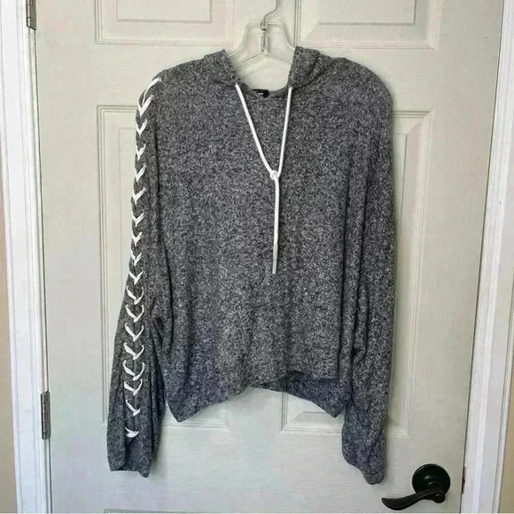 The Kooples Sport HOODIE WITH LEATHER LACING Sz 1 - Picture 7 of 9